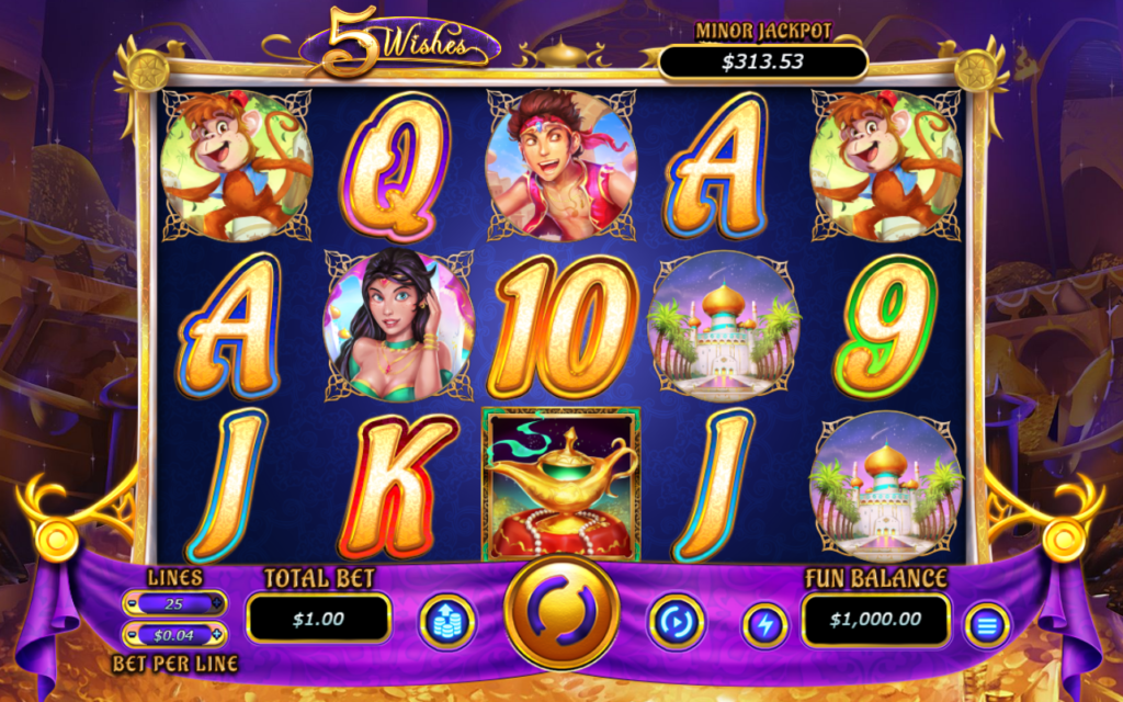 play 5 wishes slots at PlayCroco Casino